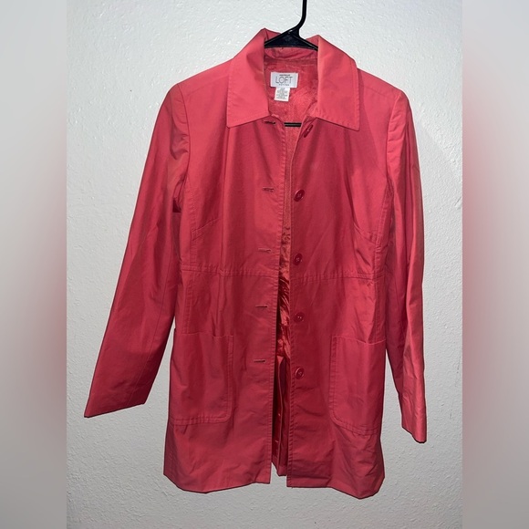 LOFT Jackets & Blazers - Ann Taylor LOFT Pink Trench Coat Overcoat Women's XSP Fall Business Casual  EUC